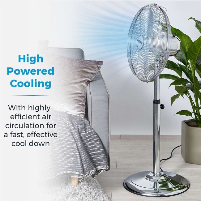 Tower 16" Metal Pedestal Fan Chrome